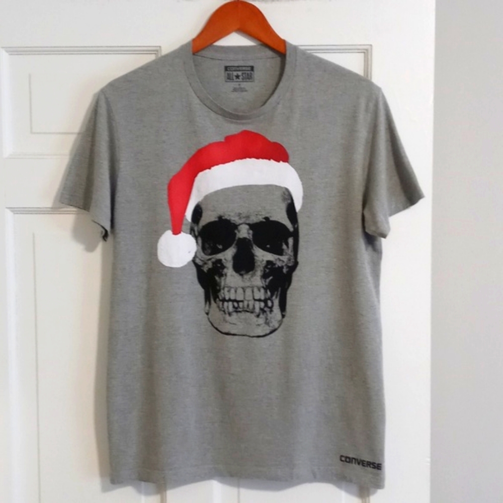 💀Converse All-Star💀 - Gray Santa Skull S/S Tee